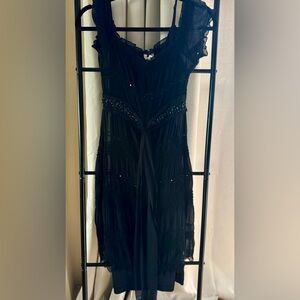 ABS Allen Schwartz Black V-neck Sleeveless Maxi Dress